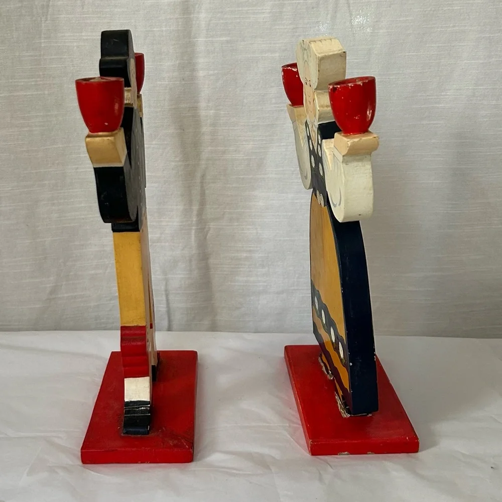 Vintage 1980's IKEA Lizzy Velander‎ Swedish Folk Art Wooden Candle Holders